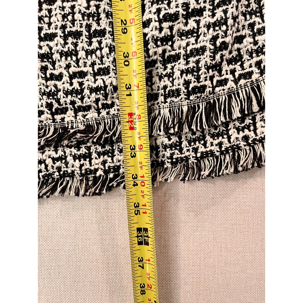 Black Ivory Tweed Hooded Fringe Coatigan Womens L Laundry Shelli Segal - Picture 11 of 15